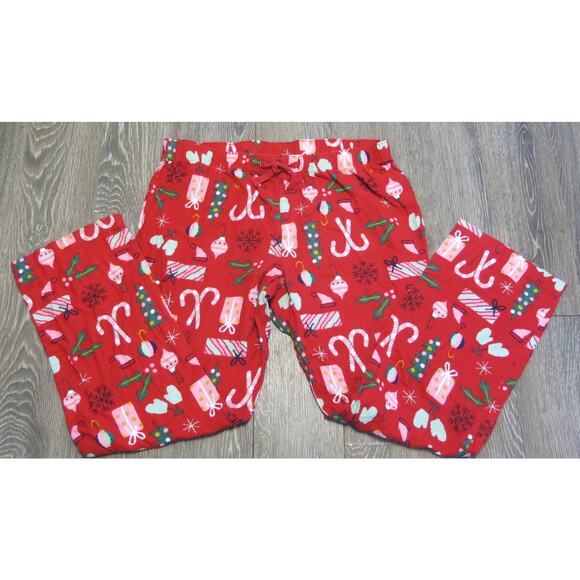 Old Navy Christmas Pajamas Size L Red Trees Candy Canes Drawstring Holiday - Picture 2 of 9